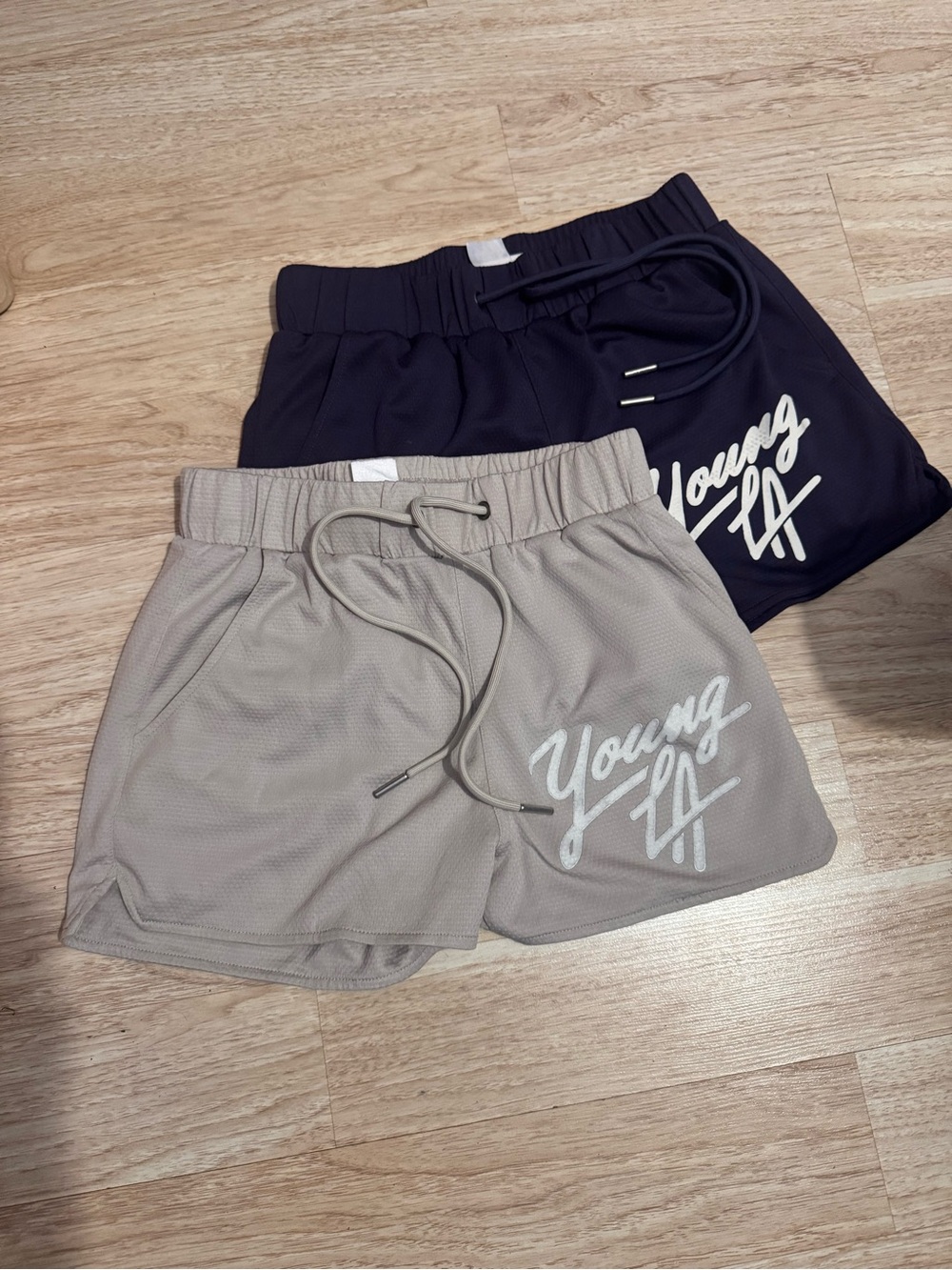 2 YoungLA Man Athletic Mesh Shorts - Gray & Navy